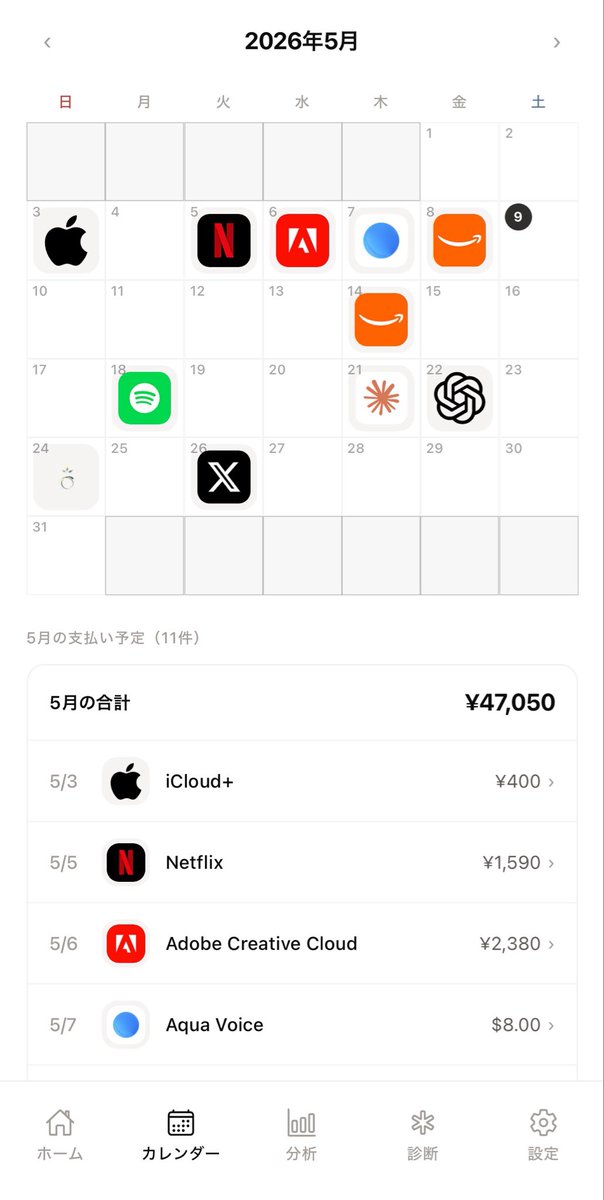 Shin_Engineer's tweet photo. サブスク管理アプリ「サブスクBox」をアップデートしました🥳

✅ サブスクテンプレ280件超に拡充
✅ 全テンプレに公式の解約手順を追加
✅ テンプレ料金カスタム編集UIの追加
✅ カレンダー・キーボードまわりのバグ修正

皆さまのご利用ありがとうございます😭
引き続き良いアプリにしていきます🙌 https://t.co/fHTmeW6sht