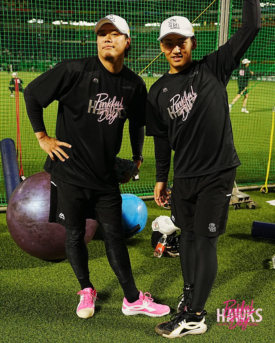 福岡ソフトバンクホークス 柳田悠岐 選手 ピンクフルユニフォーム ピンクフルデー2日目🎀 選手たちもピンクを身にまとって練習中です