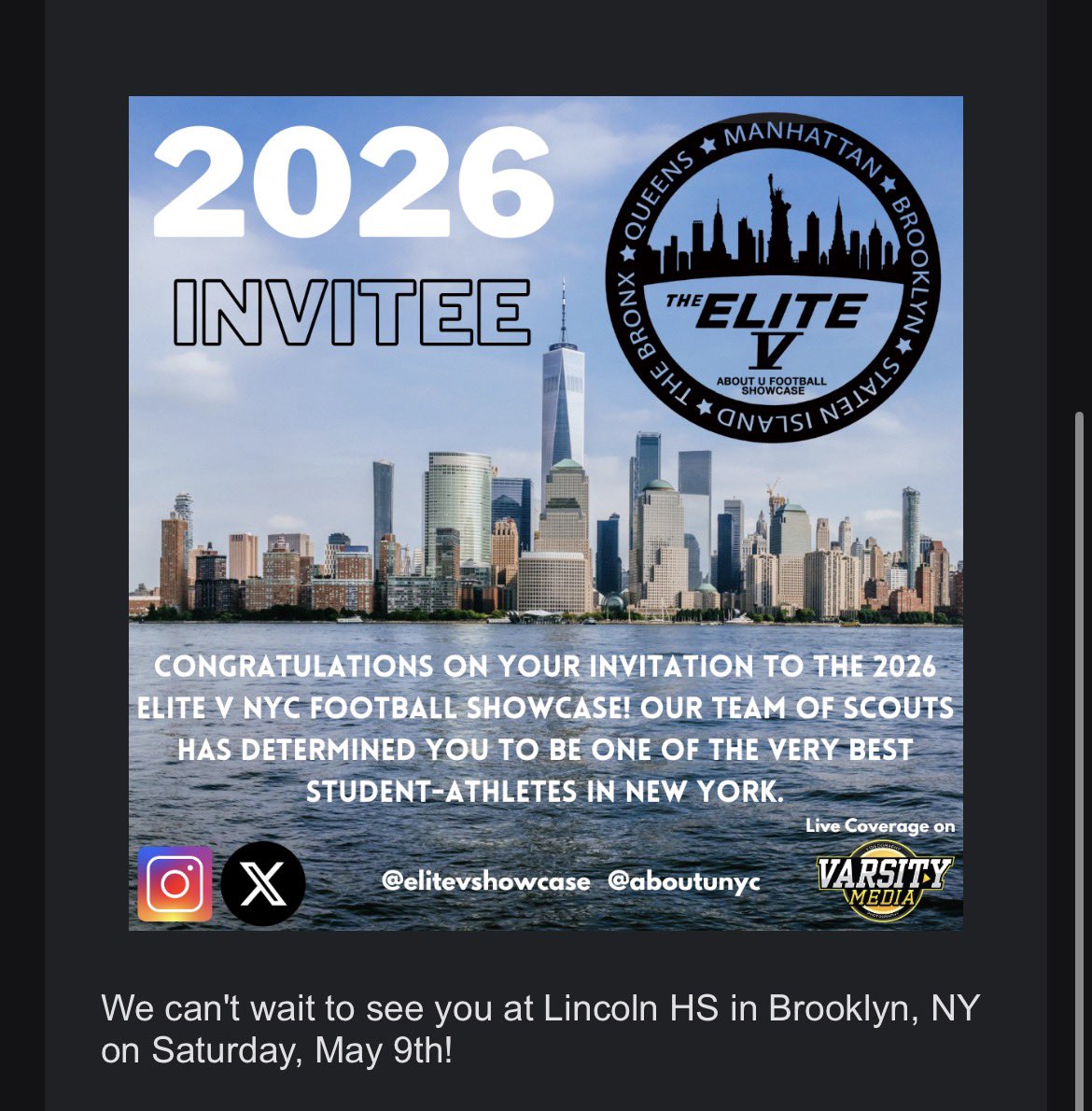 AlexLopezQB6's tweet photo. Coaches! I will be attending the @EliteVShowcase event on Saturday May 9th can’t wait to be there 

Alexandro Lopez | 6,0 175lbs | Quarterback | 3.0 GPA | Hudl : https://t.co/OU1twOokAm https://t.co/OhWFQ98wDw