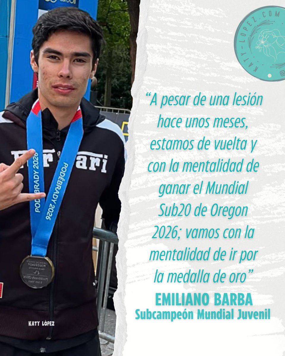 EMILIANO BARBA:
¡ORO Y BOLETO AL MUNDIAL!
🇲🇽🤩💪🏽✨🥇⏱️🔥🙌🏽🇲🇽

El Subcampeón Mundial Juvenil Emiliano Barba oro de los 5km, en la Reunión de Podebrady, Chequia y clasificó al Mundial de Atletismo Sub20, a realizarse en Oregon, EUA en agosto próximo.