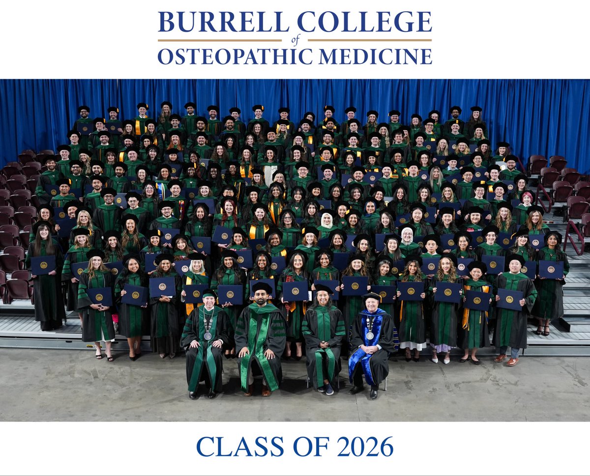 BurrellCollege's tweet photo. Presenting the Burrell College Class of 2026!

Congratulations to our newest physicians on this incredible achievement!

Watch the ceremony here: https://t.co/vl8Qm8MAHl

#BurrellCollege #Graduation #DOproud https://t.co/jBBG1HSB1f