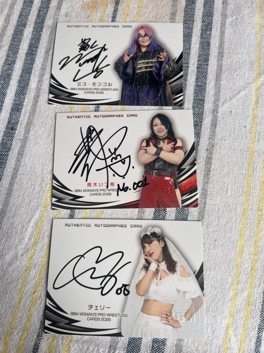 入手困難品!!希少!!!!Twinkle☆Girls Ailes ８人直筆サイン 女子プロレスカード2026届いた！ 直筆サインカード、、3枚当たった