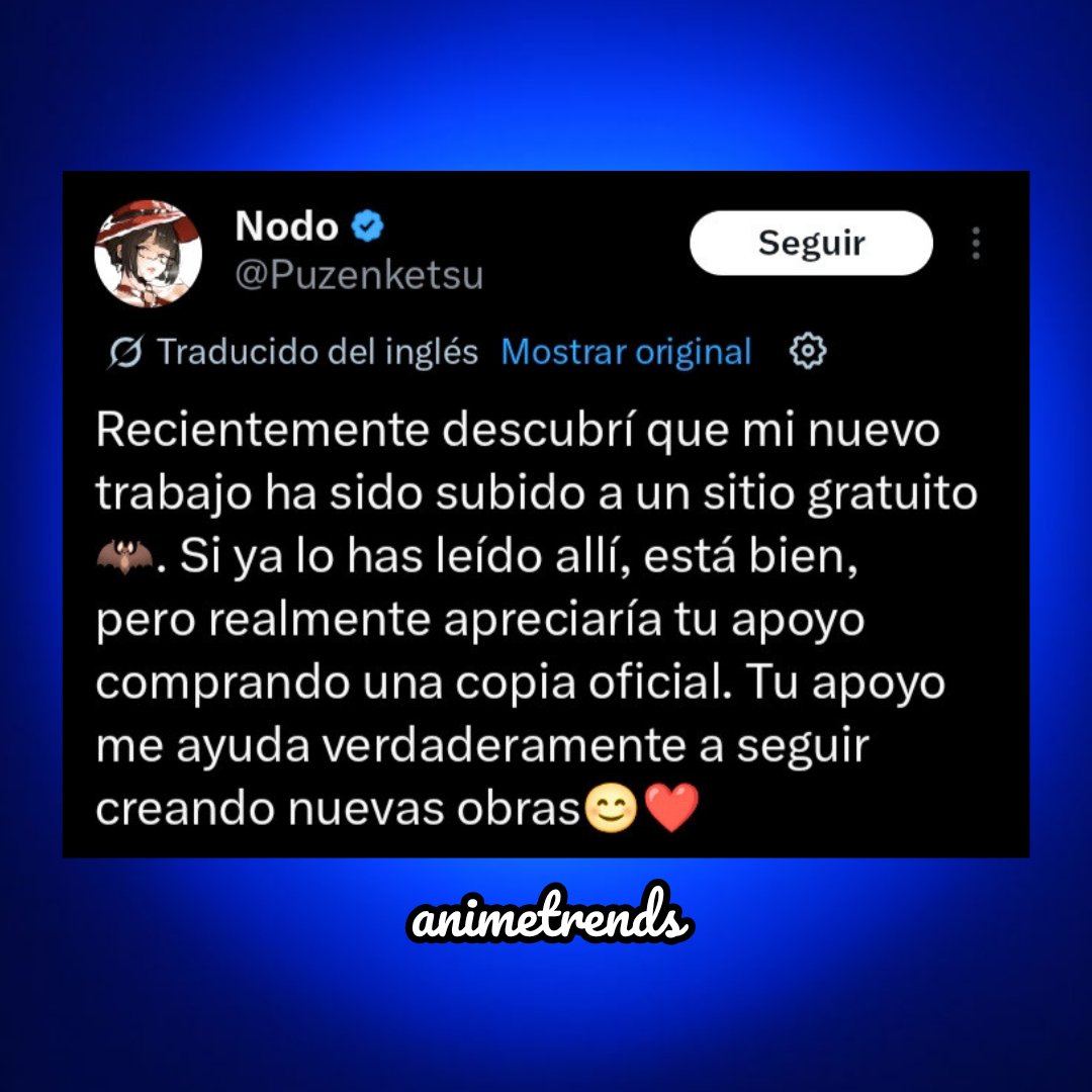 ES MOMENTO DE APOYAR AL SENSEI 

Nodo es un artista de doujinshi y eromanga que descubrió que su nuevo trabajo ya fue subido ilegalmente a un sitio de piratería apenas 3 días después de su lanzamiento. 😓

Lejos de insultar a quiénes lo hicieron solo pide que aunque lo hayan