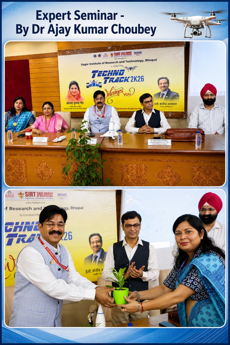ajay241's tweet photo. Drone Technology Seminar: Received an expert invitation from the EX Department, SIRT Bhopal, to deliver a grand Drone Technology Expert Seminar, and the event was successfully organized.

#DroneTechnology #Seminar #SIRT  #Innovation #ajaykumarchoubey https://t.co/vZKsb3ndZV