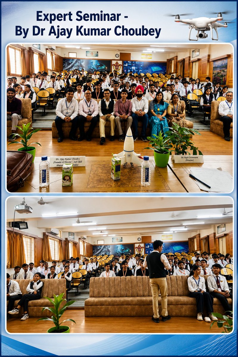 ajay241's tweet photo. Drone Technology Seminar: Received an expert invitation from the EX Department, SIRT Bhopal, to deliver a grand Drone Technology Expert Seminar, and the event was successfully organized.

#DroneTechnology #Seminar #SIRT  #Innovation #ajaykumarchoubey https://t.co/vZKsb3ndZV