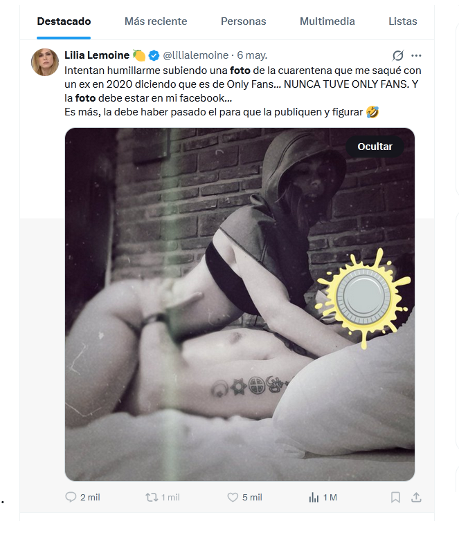 Esta puta <a href="/lilialemoine/">Lilia Lemoine 🍋</a> me bloquéo la cuenta hace un año creo solo por decir lo que ella mismo muestra que es una puta. O sea la tipa sube una foto follando, y luego se victimiza. 
Se tomaron muy en serio eso de : LAS PUTAS AL PODER SUS HIJOS HAN FRACASADO!! 

AGUANTE PUTA!!