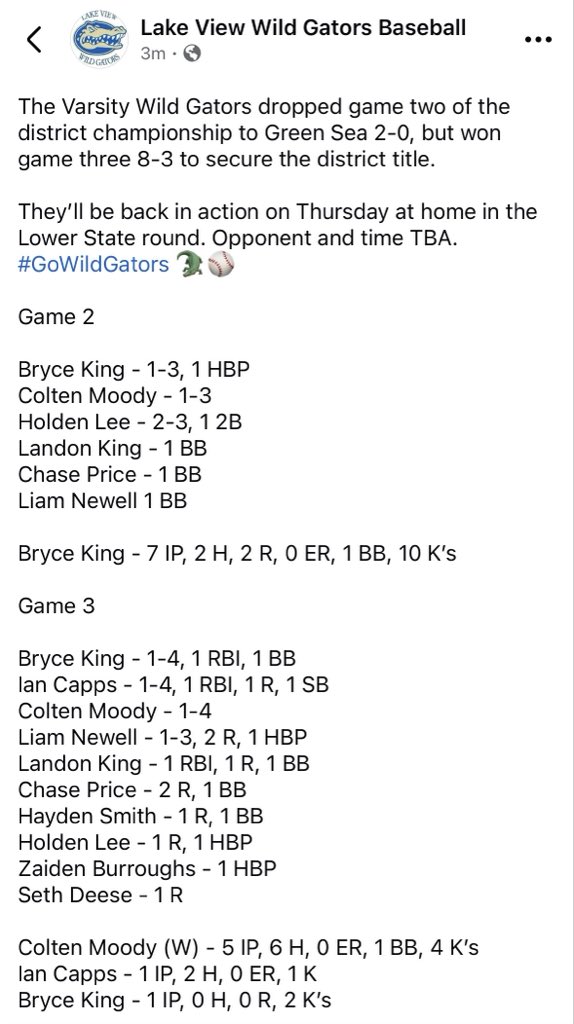 Lake View Baseball tweet media
