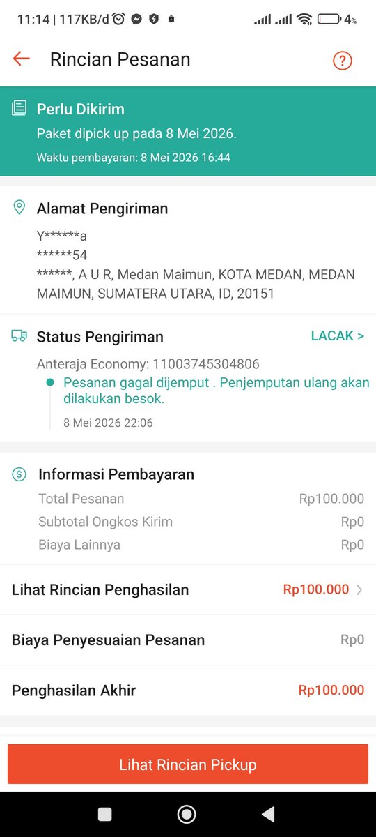 patarkev's tweet photo. @AnterajaCare Mas ini pesenan saya kok ga diambil ambil, ini didiemin apa gimana, 2x kejadian kek gini 

no resi 11003745304806 https://t.co/P31AODsLKL