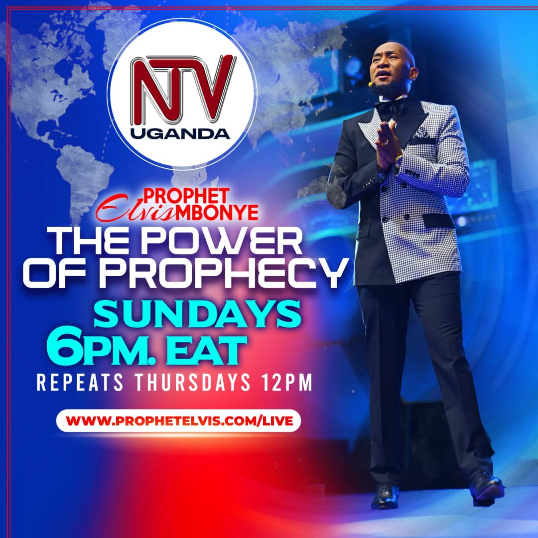 ntvuganda's tweet photo. The Power of Prophecy airs every Sunday at 6 pm with repeats on Thursdays at 12 pm. Be sure to join #PorphetElvisMbonye this Sunday for a session of prophetic revelation. https://t.co/ZilrdlW60S