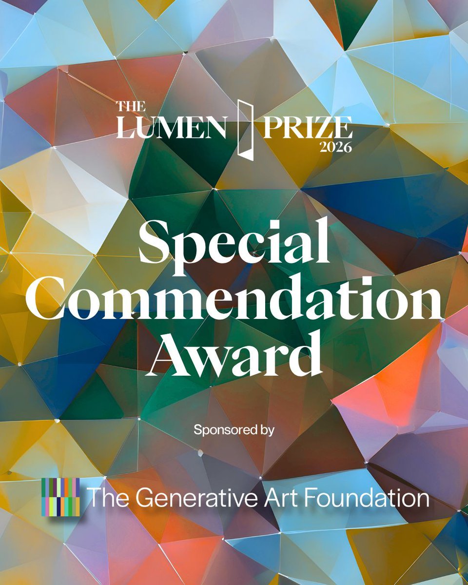 lumenprize's tweet photo. 2026 Additional Opportunities

Artists entering the 2026 Lumen Prize may also be eligible for additional opportunities running alongside the main category awards. 

To apply for The Carla Rapoport Award and the Nordic Award you will be required to opt-in to the opportunity during your application. 

The MUTEK Forum Opportunity and Special Commendation Award are assessed automatically for eligible applicants.

→ MUTEK Forum Opportunity (@mutek_montreal) 
→ Special Commendation Award (@genartfound) 
→ Carla Rapoport Award (@carlajr) 
→ Nordic Award (@kunstsilo)

🗓️ Entries close May 23
🔗 https://t.co/OO4GWYHYkY