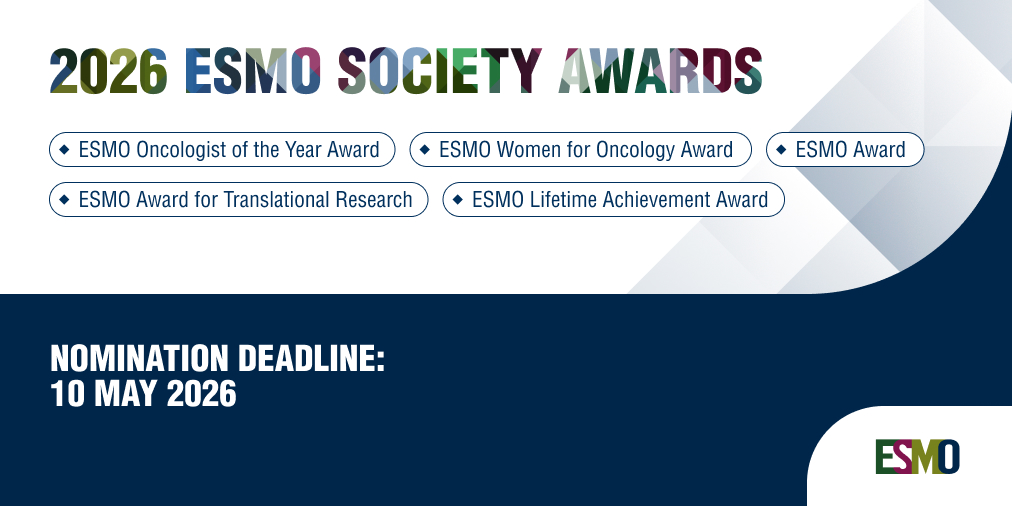myESMO's tweet photo. 📢 Last chance to nominate! 

#ESMOMembers, don’t miss the opportunity to recognise excellence in #oncology via the 2026 ESMO Society Awards. 

⏳Nominations close tomorrow, 10 May 2026 

🔗 https://t.co/3DR51dBe0V 

#ESMOAwards #CancerResearch #W4O https://t.co/cp7BEBuSWE
