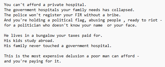 abhi_xdev's tweet photo. "The Most Expensive Delusion in India" https://t.co/KeEGxWBa2t
