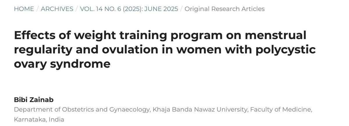life_n9's tweet photo. المقاومة لمصابات الـ PCOS مو مجرد رياضة
هي من أقوى الأدوات العلاجية لإدارة الأعراض 
وتأثيرها يتجاوز كثير من الحلول التقليدية

100 امرأة مصابة بـ متلازمة تكيس المبايض
50 منهم التزموا بتمارين المقاومة " رفع حديد "
3 أيام - 24 أسبوع ، كيف كانت النتيجة؟؟ 

- عودة التبويض الطبيعي لدى 70٪ من المشاركات
مقارنة بـ 30٪ فقط بالمجموعة الأخرى

- تحسن انتظام الدورة الشهرية لدى 20٪ مقابل
 5٪ فقط بالمجموعة الأخرى

- تحسن واضح في حساسية الإنسولين المرتبطة 
بأعراض التكيس

- انخفاض هرمون التستوستيرون واقترابه من 
مستوياته الطبيعية

هل هي نتائج مستغربة ؟ لا 
القاعدة معروفة : تمارين المقاومة ترفع الكتلة 
العضلية والعضلات تعتبر أكبر مستهلك للجلوكوز 

بالتالي إذا زادت الكتلة العضلية تحسنت حساسية
الإنسولين، خفت الأعراض، وانتظم التبويض