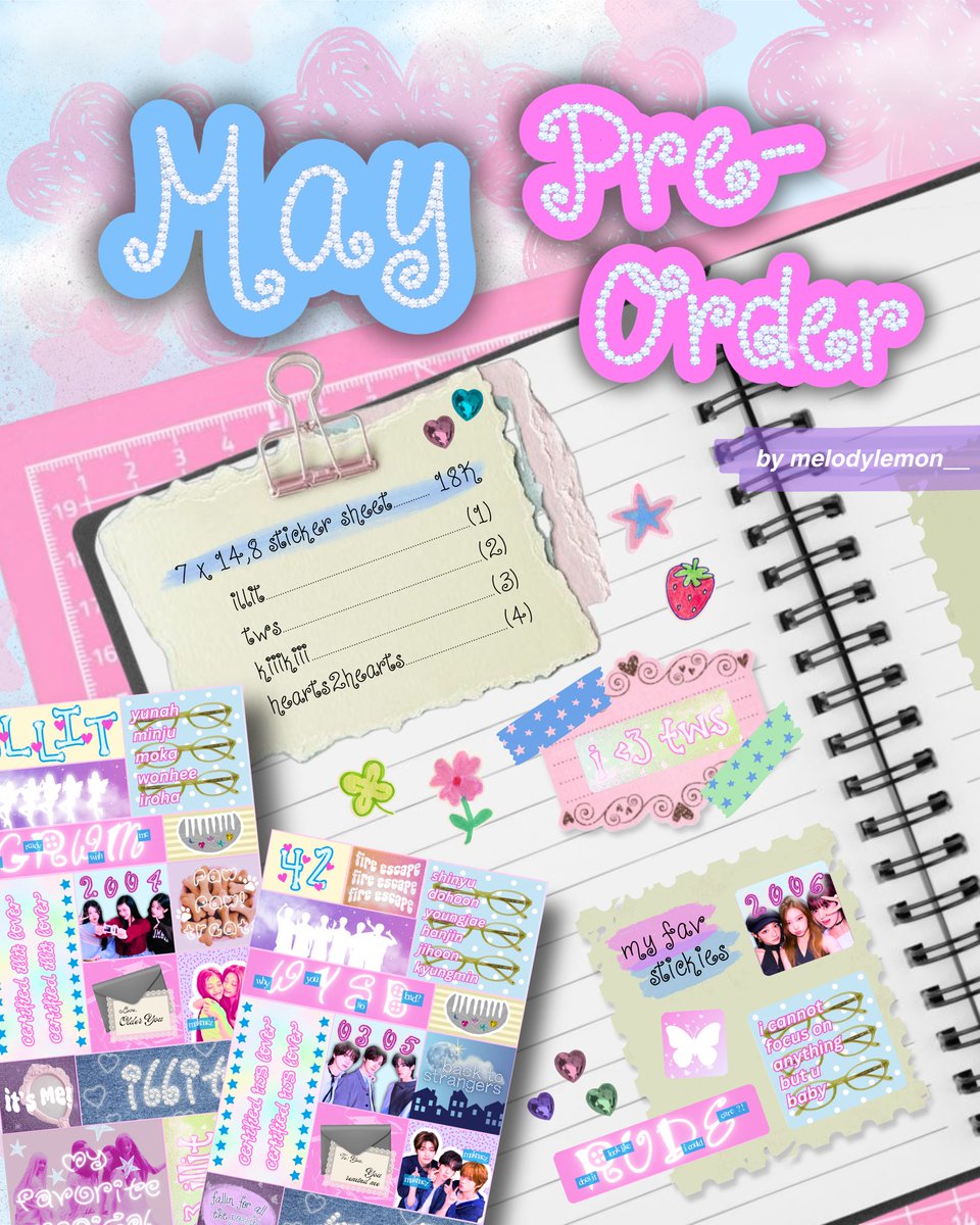 melodylemon___'s tweet photo. [likes and reshares are very much appreciated 💓] 

🆕 7 x 14,8 cm sticker sheet💗
sandstar laminated 
🫧 pre order period: may 3–12

💸https://t.co/6FijJxE5Wb https://t.co/nSN3aQmwRy
