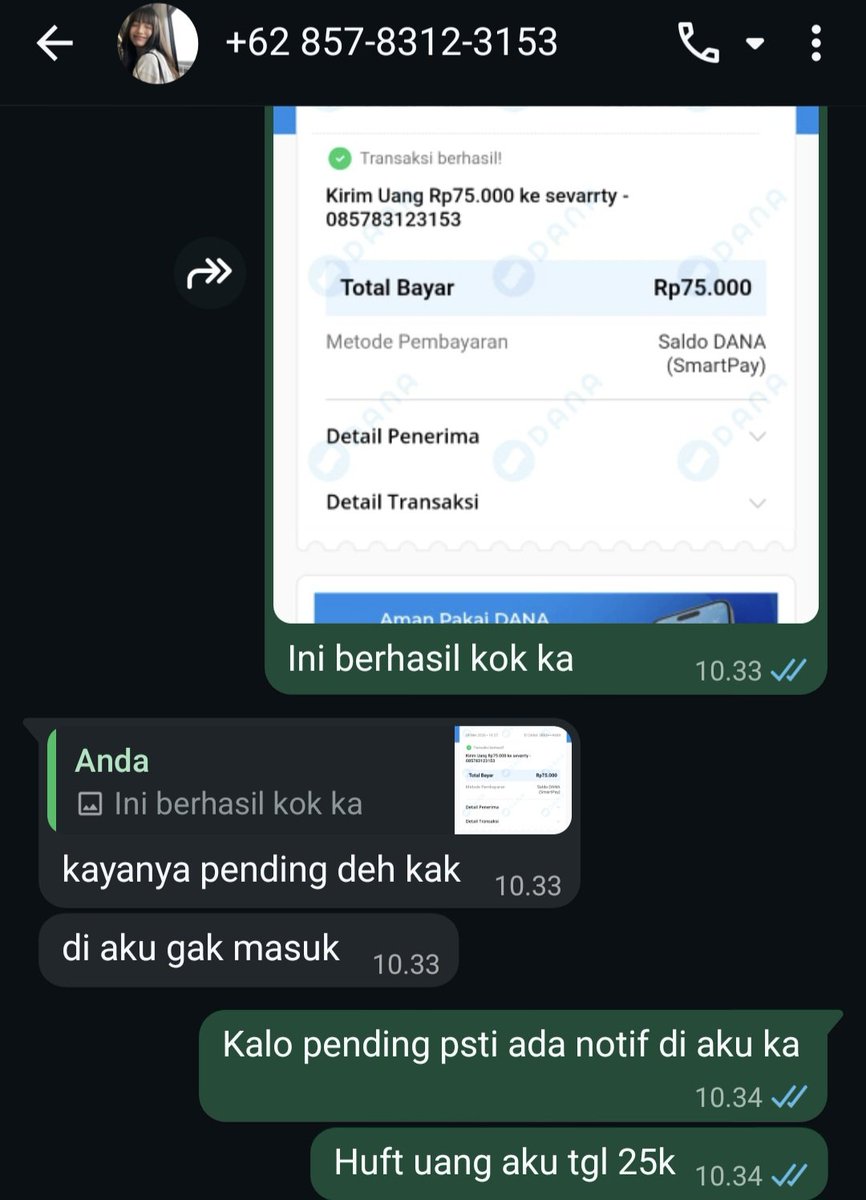 dinaysy_'s tweet photo. Rela ga beli makan, tapi malah kena scamm jualan akun prem:( 
Knp org² bisa sejahat itu yaa😔 walaupun 75k, tapi kaka gatau kondisi keuangan org yg ditipu gimana:(
Smg kaka diberi pintu rezeki yg halal dan berkah, biar ga nipu lagi ya ka
#scam #akunprem #zonauang #zonajajan https://t.co/iuSbXNRWiU