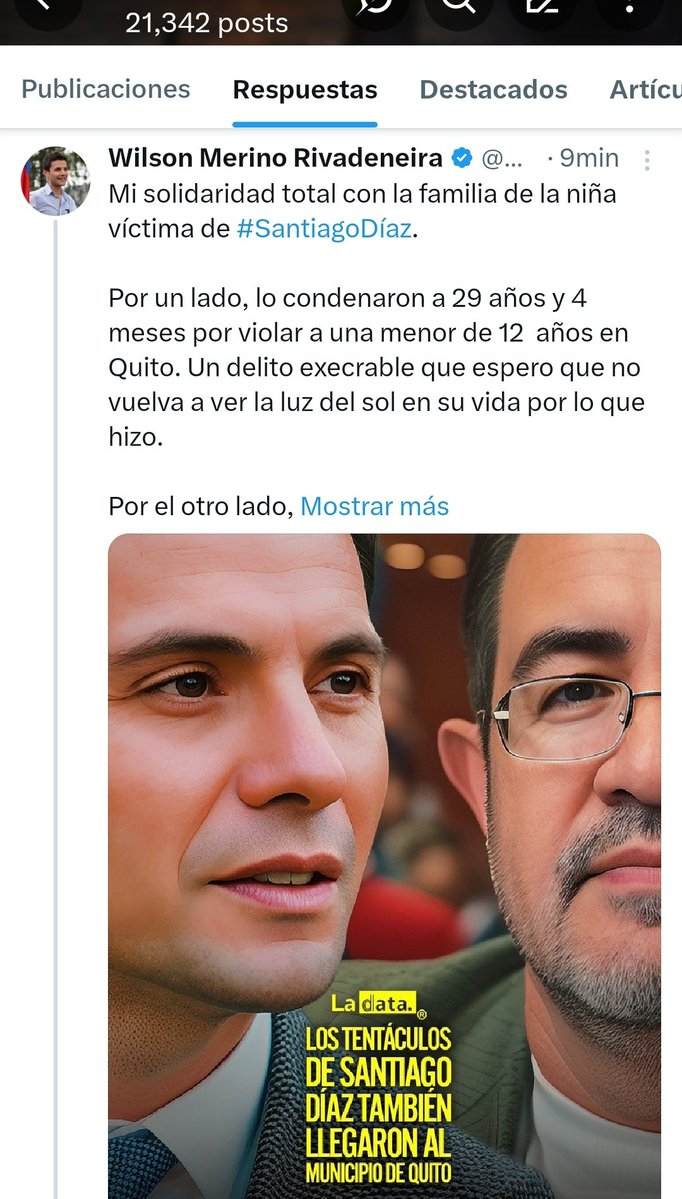 Hola <a href="/WilsonMerinoR/">Wilson Merino Rivadeneira</a>, creo que por error se te borró este tuit donde usabas el caso de una niña que fue violada para la politiquería y hacerte campaña a tu imagen y rostro, pero no te preocupes, que el tuit fue tan asqueroso que aquí te lo guardé para que no lo olvides. De nada.