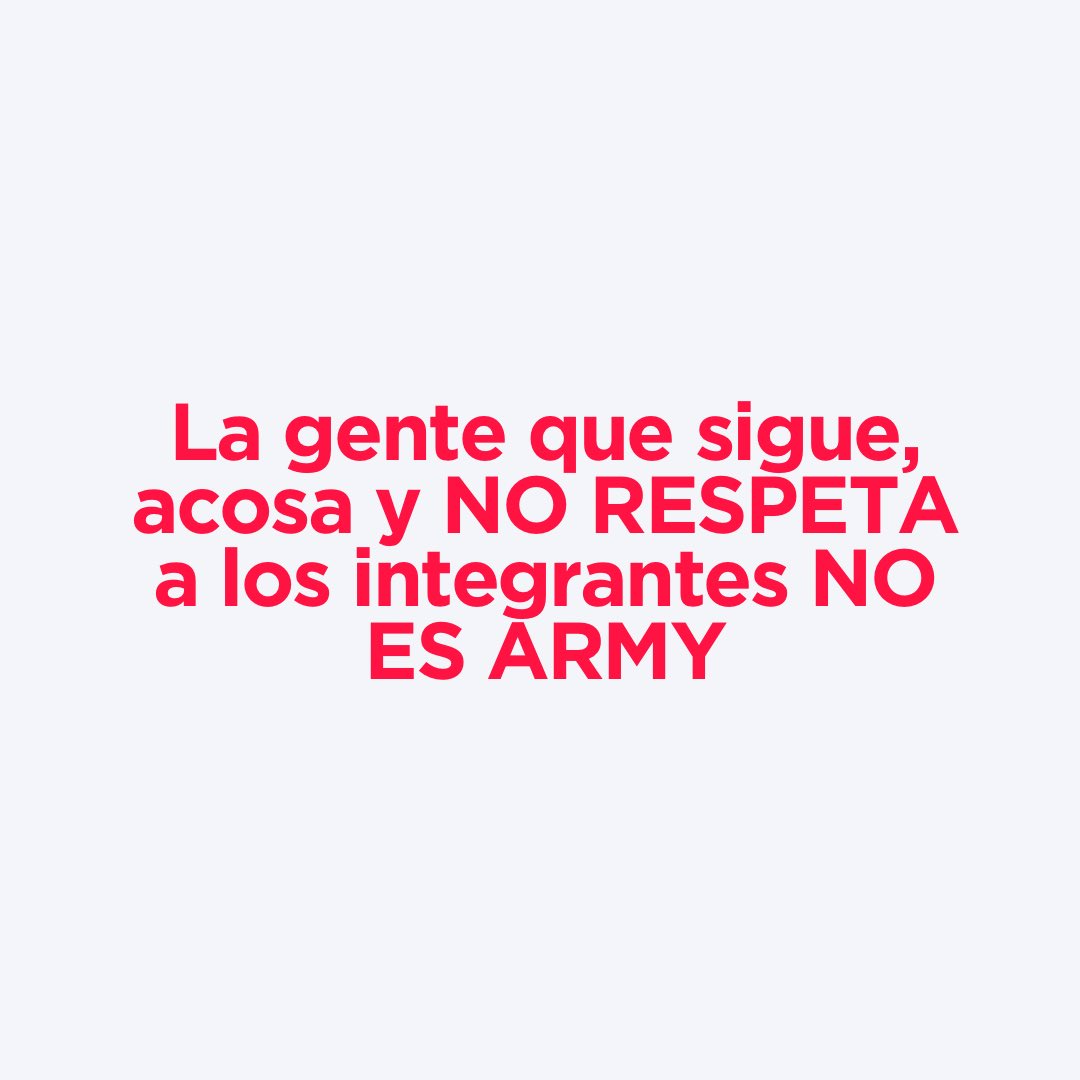 Todos aquellos publicando “fotos” de los chicos, siguiéndolos e impidiéndoles disfrutar nuestro país NO deben ser aplaudidos. 

Todos aquellos que les impiden tener una estancia tranquila NO SON ARMY. 

Merecen sentir vergüenza por lo que están haciendo.