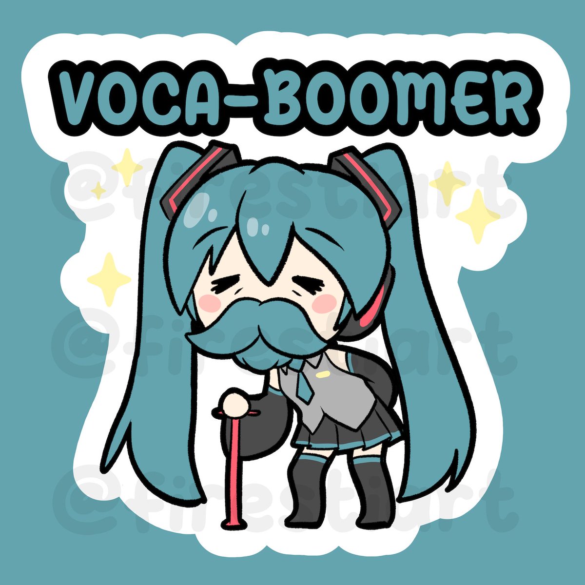 firestiart's tweet photo. With Triple Bunny Takeover coming up tomorrow, I took some time to make new Voca merch! All designs are currently up online as well 🩵 https://t.co/ZaMrKst4BI