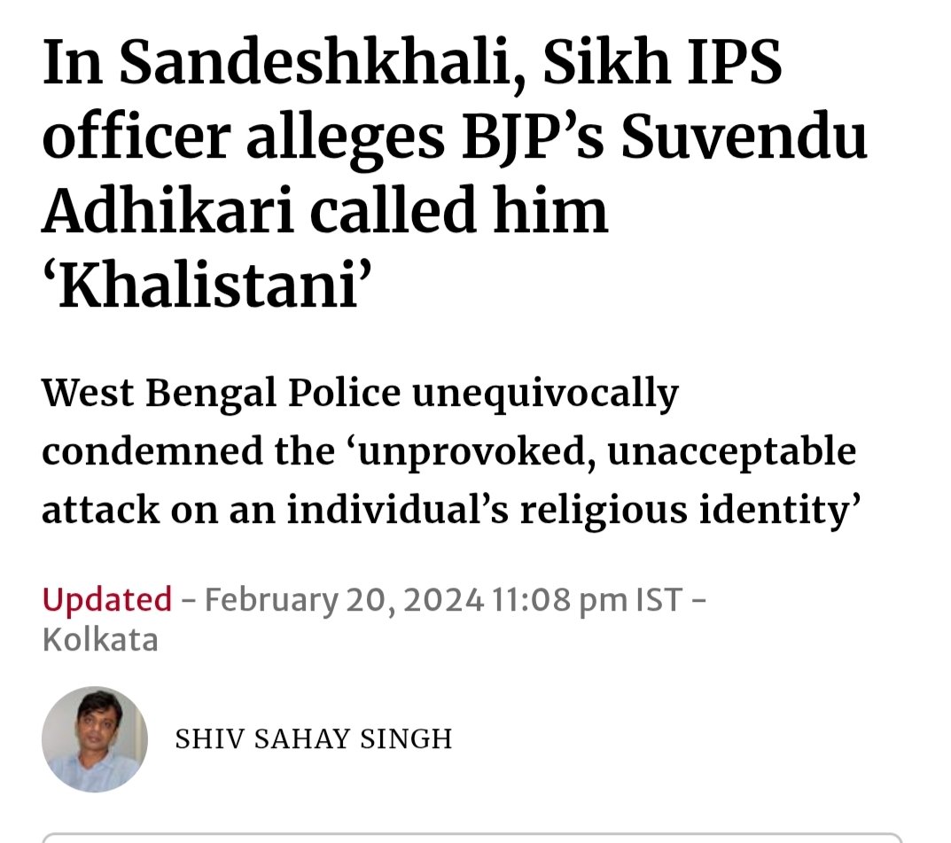 gswaraich6's tweet photo. BJP 's West Bengal CM choice #SuvenduAdhikari has been accused of calling a turban wearing Sikh IPS officer Jaspreet Singh "Khalistani" during a confrontation in Feb 2024  at Sandeshkhali.  At that point  Adhikari, was the leader of opposition leading a BJP protest. 
@hsphoolka https://t.co/cVEuKk34SY
