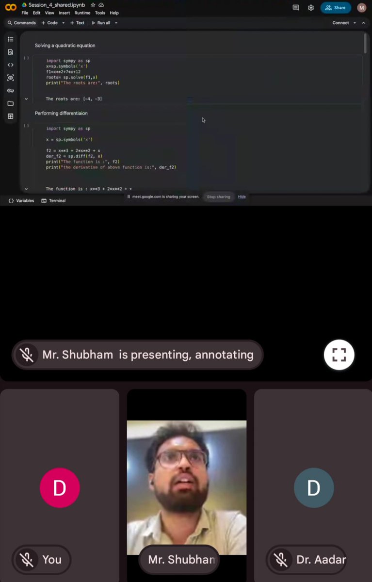 📢 Session 4 of Python & AI Training completed! 💻🤖 👨‍🏫 Dr. Shubham ...