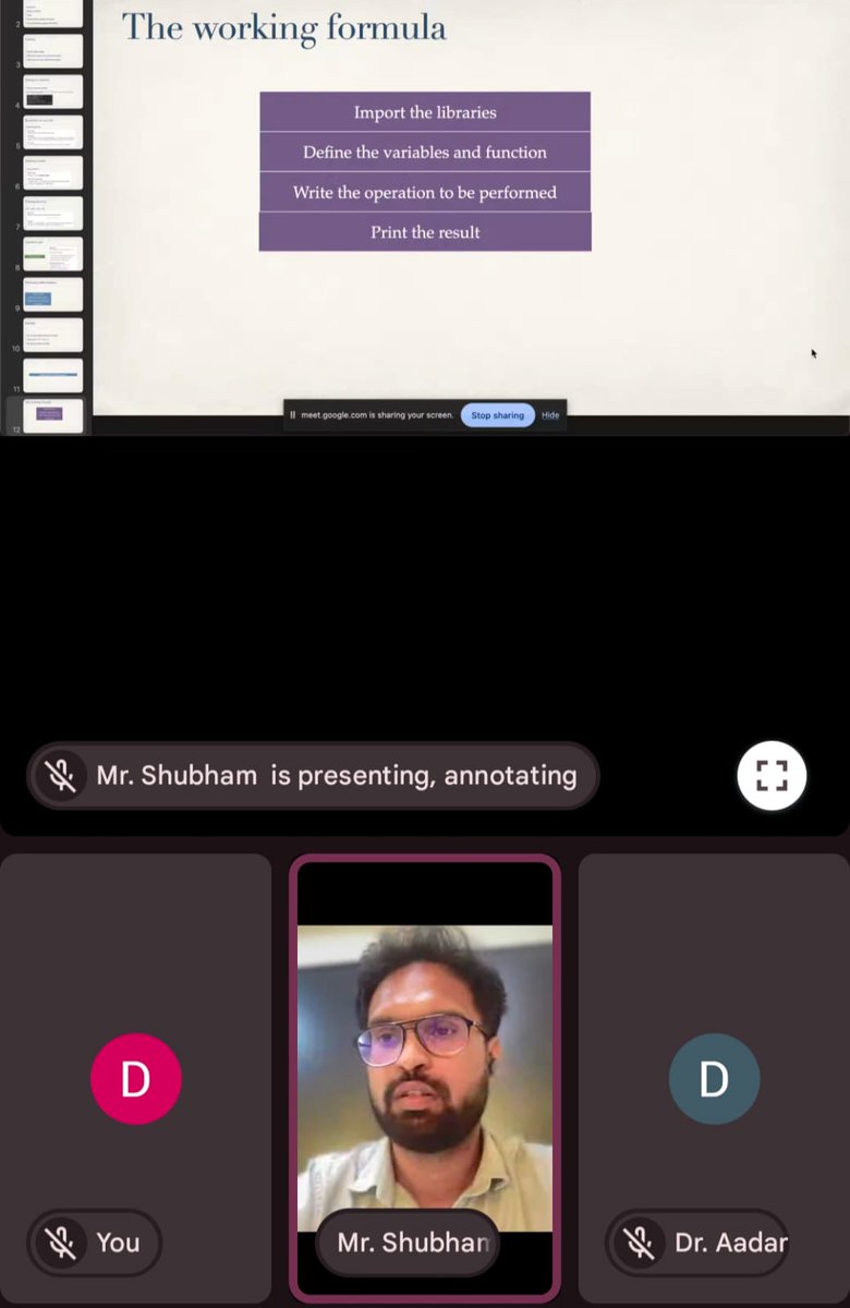 📢 Session 4 of Python & AI Training completed! 💻🤖 👨‍🏫 Dr. Shubham ...