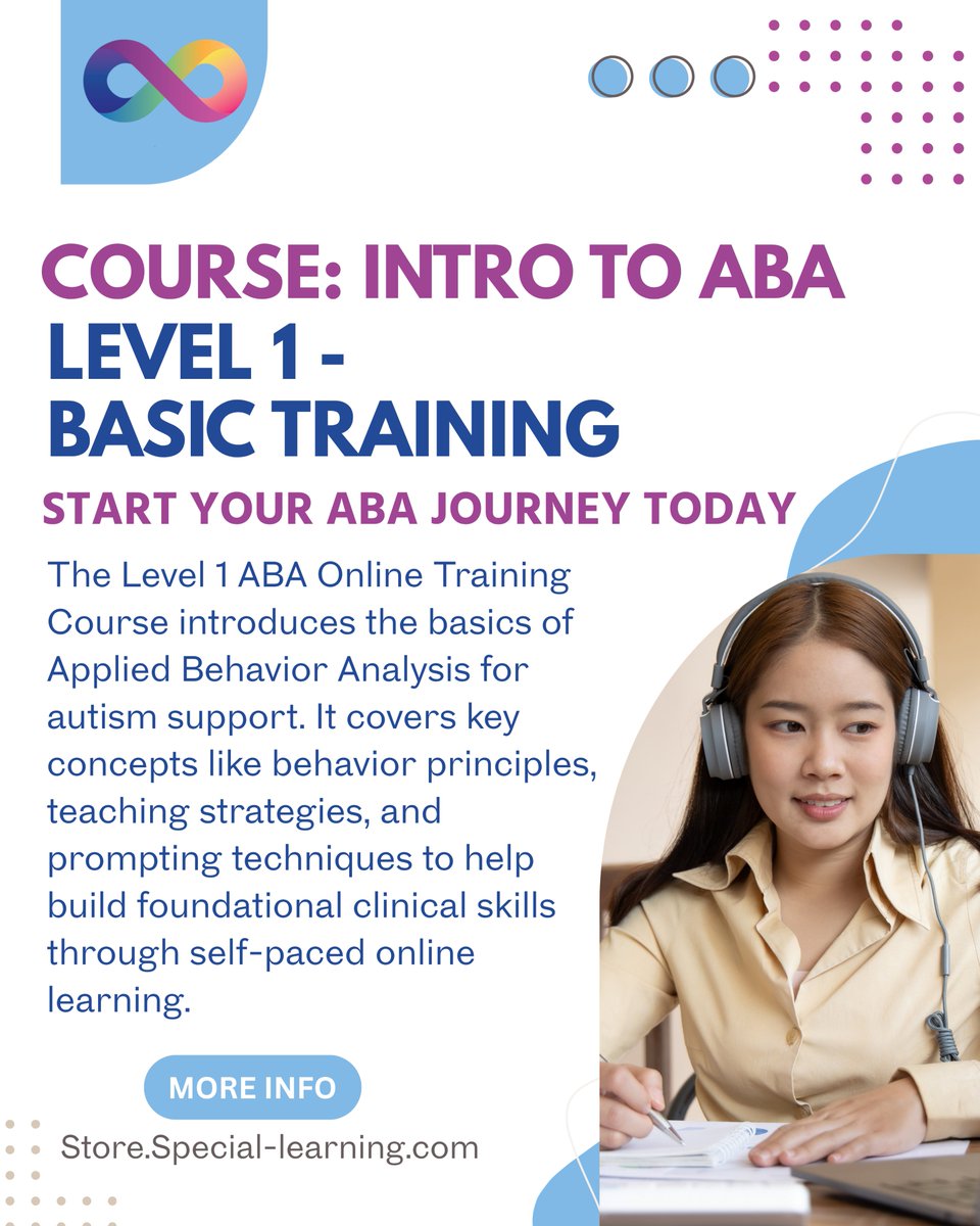 speciallearning's tweet photo. Ready to start your ABA journey? 
Learn the foundations of Applied Behavior Analysis with this beginner-friendly, self-paced online course designed for autism support.
Start learning today:
Special Learning – Intro to ABA Level 1 Course
#ABA #AutismSupport #RBT #BCBA https://t.co/Dr9znYh5oe
