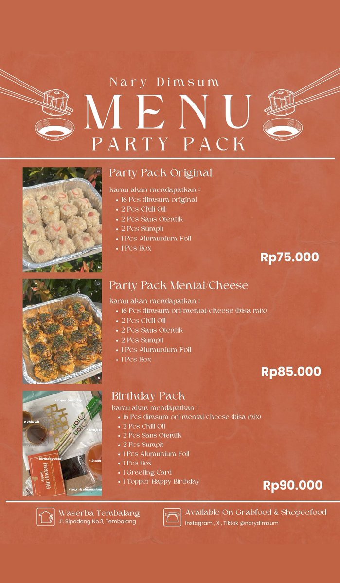 NaryDimsum's tweet photo. READY STOCK (10.00-22.00)

dubai chewy cookie (us,me,bites)
dimsum mentai tobiko
dimsum goreng keju 
lumpia kulit tahu

📍Waserba Sipodang

available di outlet, grab food, shopee food https://t.co/Aw1XyXqZa9
