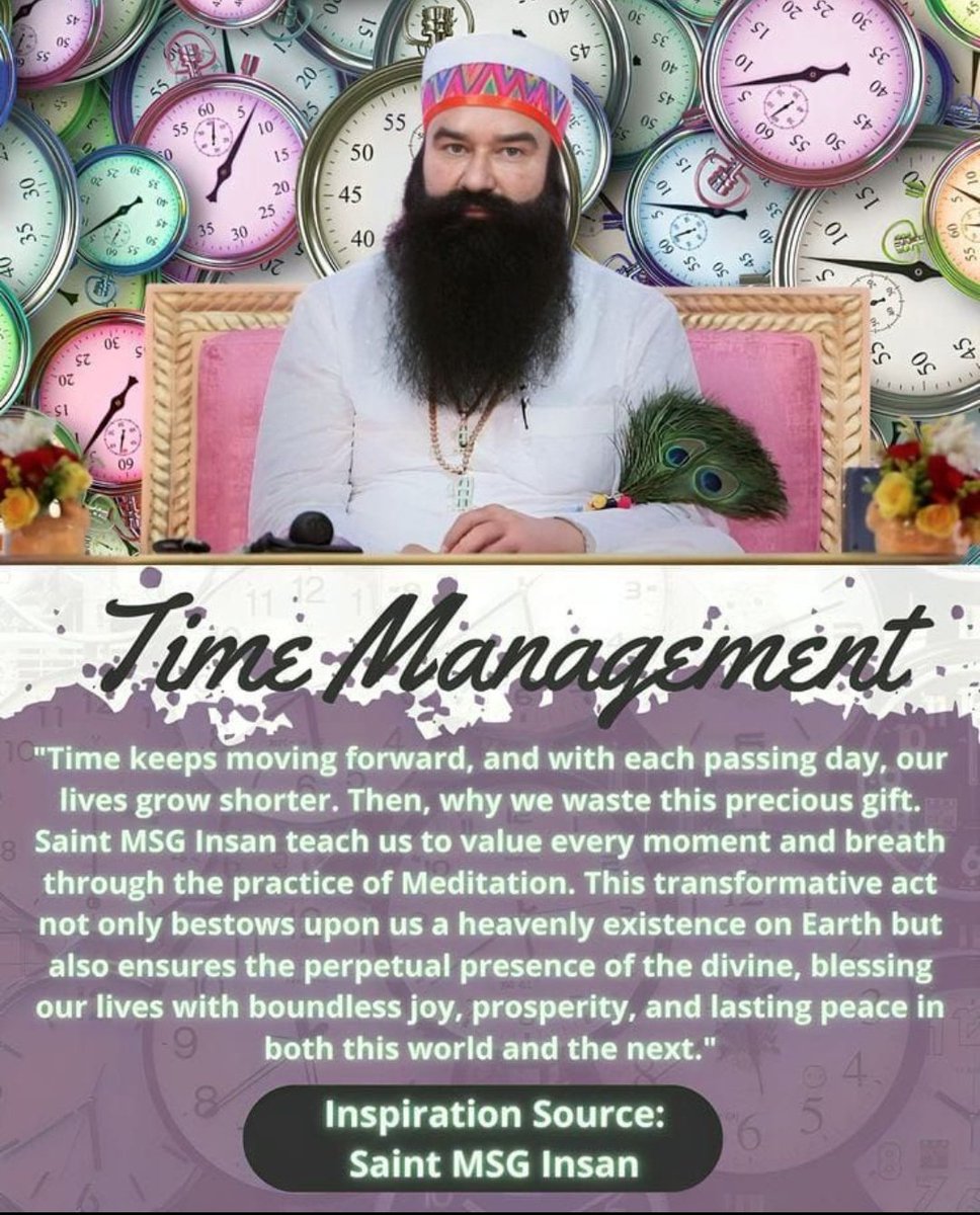 Elizabeth2016_'s tweet photo. Time is the most precious asset; once lost, it never returns. Saint Gurmeet Ram Rahim ji explains that those who waste time, time wastes them. For success and peace in life, learn #HowToManageTime and make good use of it. https://t.co/anFTgclcXk