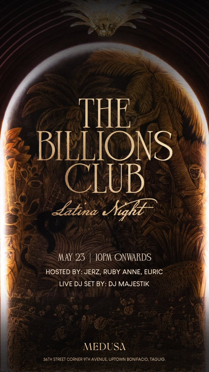 MNLNightLife's tweet photo. The Billions Club at Medusa. Hosted by @JerzOliveria with Ruby Ann and Euric. 

Expect alot of Latina anthems by @MajestikSound 

Table reservations: Call or SMS 09178832704
#LatinaNight https://t.co/h74OhvyU1A