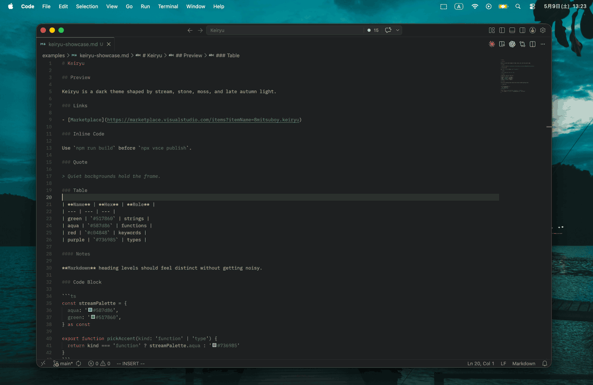 8mitsul3oy's tweet photo. Markdownファイルのデザインもいじってみた　
これで記事作成のモチベアップやで

#VSCodeTheme https://t.co/HkVIDkqTS6
