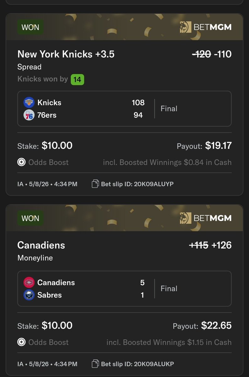 Thanks for the money and the 2-1 Spurs &amp; Knights leads bro