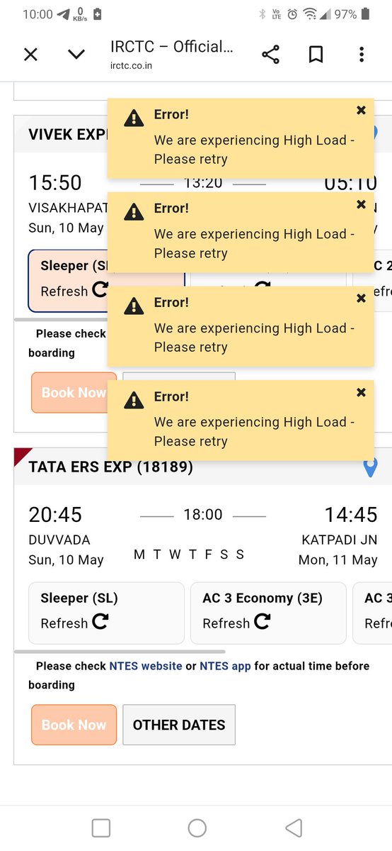 SushmitKumar7's tweet photo. If IRCTC is not able to give the tickets to normal users even after having adhar authentication then to whom they are selling the tickets only to the agents for the commission
@IRCTCofficial 
Please @RailMinIndia @RailwaySeva check on this https://t.co/s01cGfw33K