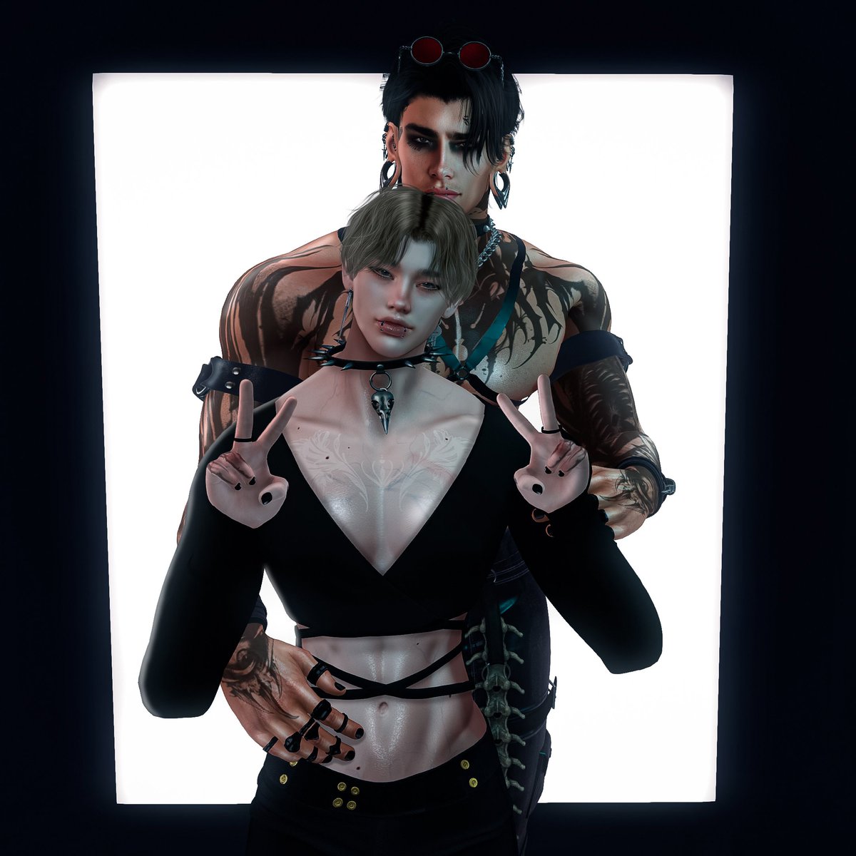 Korvhem's tweet photo. Matching sins, different smiles.

#secondlife #sl https://t.co/F5jvYBKBSk