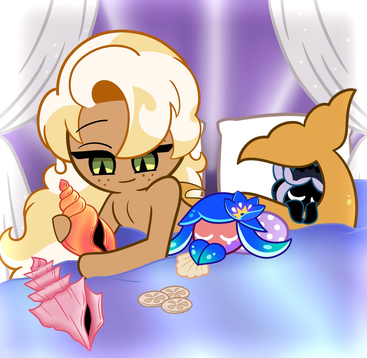 MPriestess57's tweet photo. HC: Clotted Cream has a collection of seashells he and his babies found. His favorites are the ones with the blend of orange, yellow, and pink, because it reminds him of the sunset
#mermay #cookierunkingdom #cookierunovenbreak #clottedcreamcookie #squidinkcookie #ponddinocookie https://t.co/kcQzgWnLAF