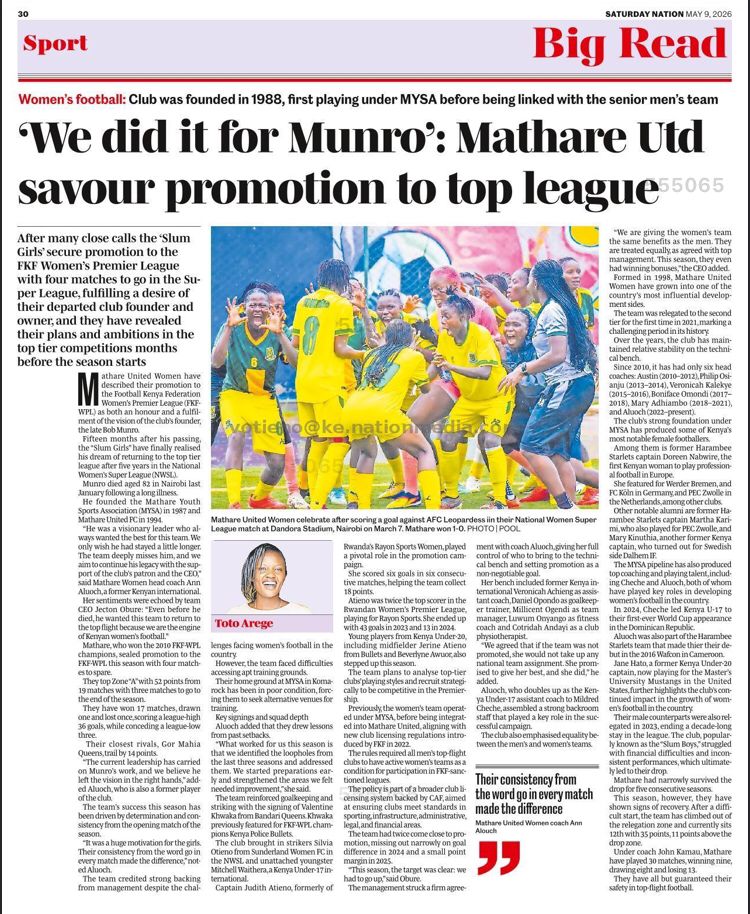 mathare_women's tweet photo. ๐๏ธ Hapo kwa gazeti ya leo kuna stori moja stimaa.
Grab your copy of Saturday Nation
#MUWFC #GreatnessWithin https://t.co/N3wPQmAeup