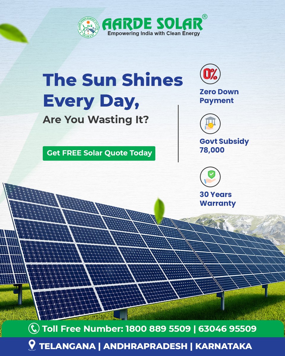 aardesolars's tweet photo. Power your future with clean and affordable solar energy from Aarde Solar ☀️🔋 https://t.co/IMwFNtYRg3