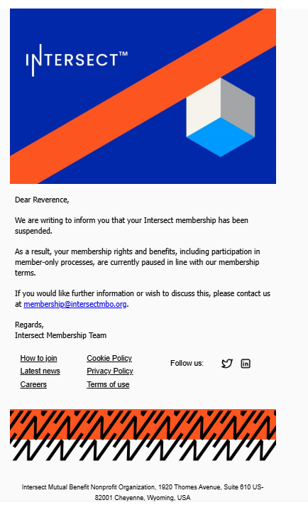 _wealthhub's tweet photo. I passed KYC, paid my dues, and voted in good faith, only for @IntersectMBO to suspend my membership and void my vote without due process, despite its own bylaws. If votes can be erased at will, this isn’t governance. Refund my fees, thank you for the time wastage. 💸⚖️ #Cardano https://t.co/9G9krQuP8f