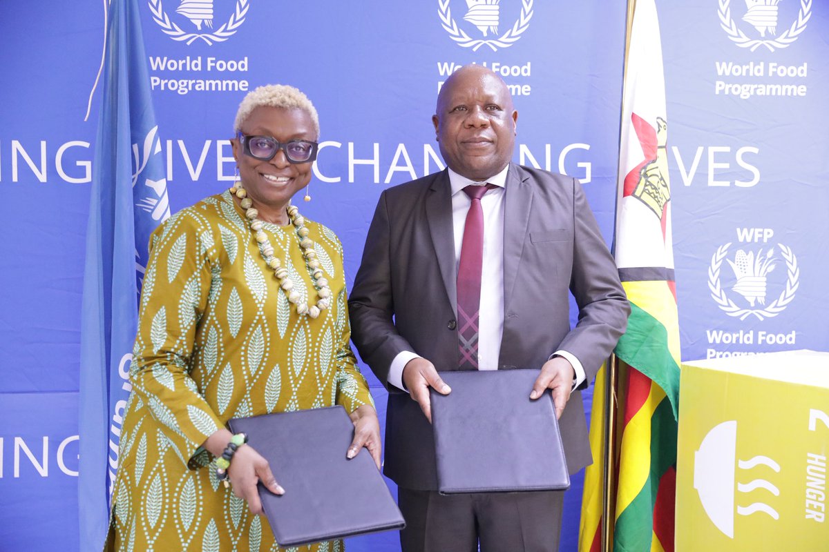 WFP_Zimbabwe's tweet photo. A key highlight this week was the signing of an MoU between @WFP and @myedvt to place young people at the centre of #Zimbabwe’s food security future.

By investing in youth skills, agribusiness and innovation, we are building a #ZeroHunger future led by young people. https://t.co/8ozlTbLyA5