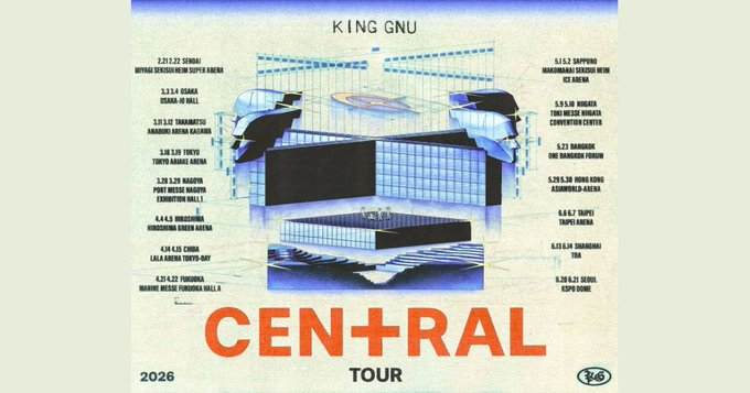 Fan_kinggnu0's tweet photo. King Gnu CEN+RAL Tour 2026
5/9(土)新潟公演DAY1

＼ツアー全公演日替わり曲まとめ／

■グッズ会場販売時間
🔗https://t.co/vxbVxHzD22

⏰10:00～21:00頃
📍朱鷺メッセ新潟コンベンションセンター

#KingGnu
#KingGnuCENTRALTour2026 https://t.co/BpCvzAm7g3