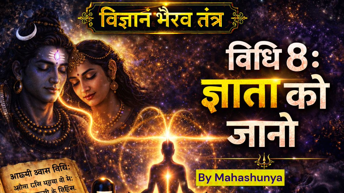 Mahashunya1's tweet photo. *निःशुल्क ऑनलाइन सत्र*
🧘‍♂️*विज्ञान भैरव तंत्र*🧘‍♀️
(दो प्रेमियों के बीच में संवाद)
*श्वासों से संबंधित ध्यान* 
*विधि 8 - श्वास के संधि में आत्मा का अनुभव*
📅 *09th May 2026 शनिवार
⏰ *समय रात 8:30 to 9:00 PM

Join here on YouTube Live
https://t.co/T6mzTcC3DR
सद्गुरु महाशून्य https://t.co/10hfc0Nutn