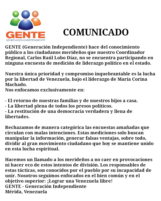 GenteconMariaC's tweet photo. COMUNICADO GENTE MÉRIDA https://t.co/noLEJbRA5H