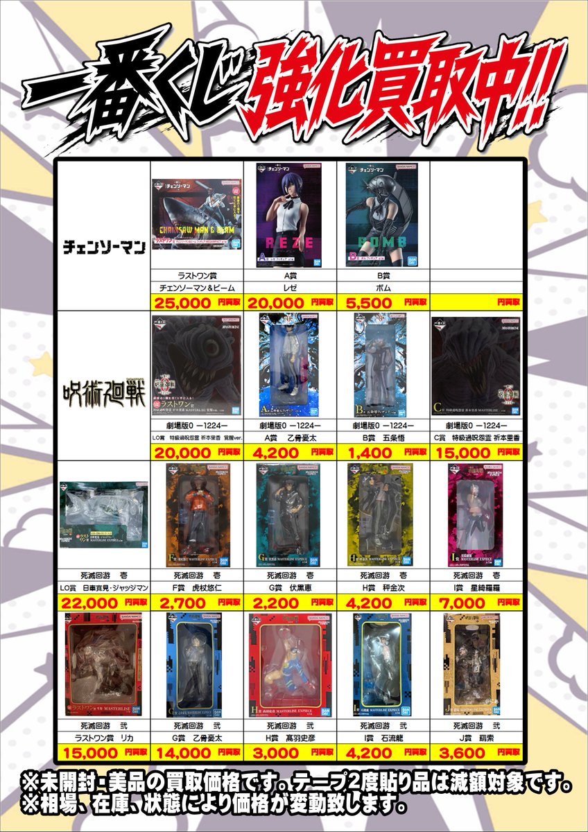 🔥玩具部門買取情報🔥 一番くじ買取告知第1弾 『チェンソーマン