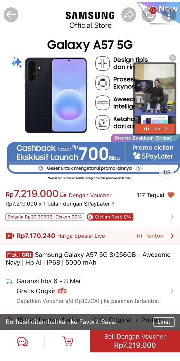 viirrggozh's tweet photo. @ShopeeID @ShopeelD Desain slim &amp; performa kuat Exynos 1680 di Galaxy A57 5G, jadi bebas Explore Cross Passion Mission &amp; ngelakuin banyak hal yang aku suka #GalaxyA57withShopee

Bismillah semoga notif menang mampir ke aku 😭✨ https://t.co/EPiLYj37Ad