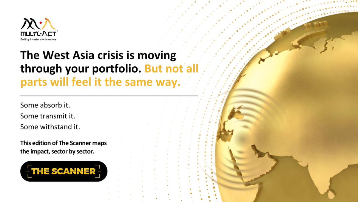 Multi_act's tweet photo. A crisis in West Asia rarely stays confined to maps. For India, it can move through oil, inflation, shipping, and corporate margins. 
The April edition of The Scanner examines the impact through a sectoral lens.

https://t.co/rTlZbhPvqV

#MultiAct https://t.co/Cj8tcF3UP1