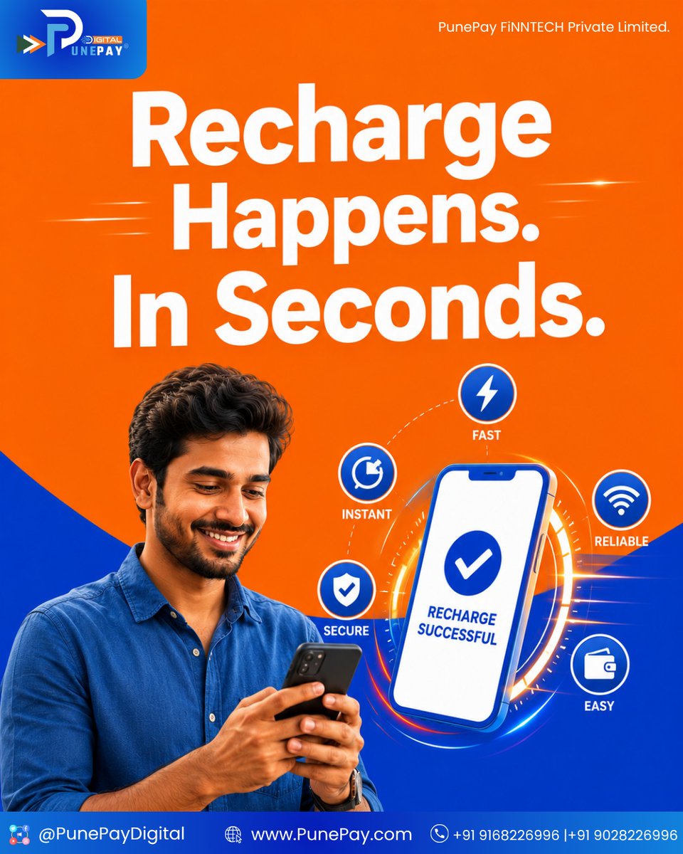PunePayDigital's tweet photo. No waiting. No delays. Recharge instantly with PunePay Digital.

𝐏𝐮𝐧𝐞𝐏𝐚𝐲 𝐃𝐢𝐠𝐢𝐭𝐚𝐥 : https://t.co/gS5wxlD2I8

🐦 𝐓𝐰𝐢𝐭𝐭𝐞𝐫 (𝐗) : https://t.co/jAtYnYnqTz

▶️ 𝐘𝐨𝐮𝐓𝐮𝐛𝐞 : https://t.co/n9tfAwrPui

#RechargeFast #DigitalPayments #PunePay https://t.co/VYxCanaycA