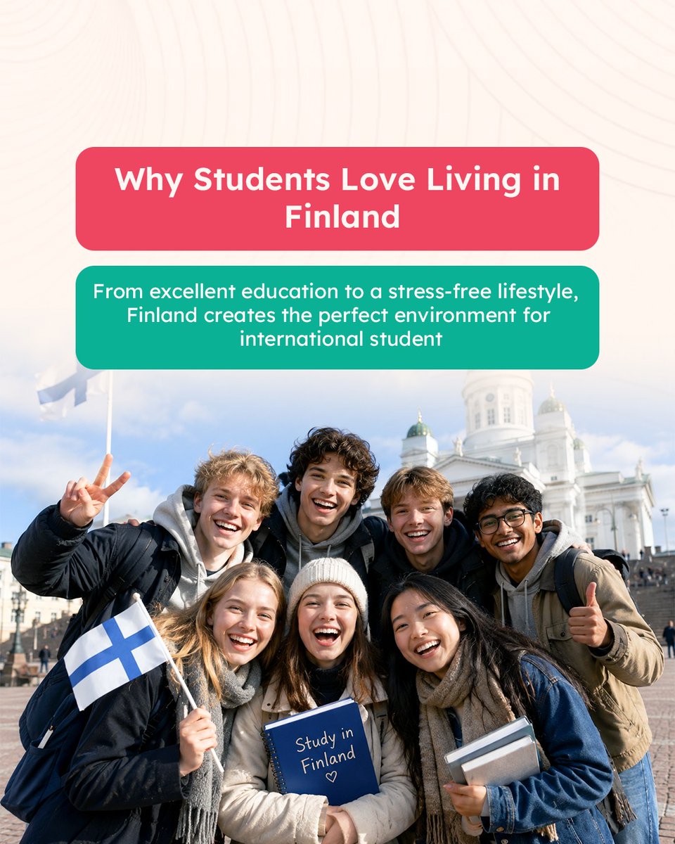 studynxtabroad's tweet photo. Dreaming of studying in Finland? 🇫🇮✨
World-class education, affordable living, global exposure &amp; exciting career opportunities await you in one of the happiest countries in the world. 🌍📚

#StudyInFinland #StudyAbroad #FinlandEducation #InternationalStudents https://t.co/Xa5pUacUgQ