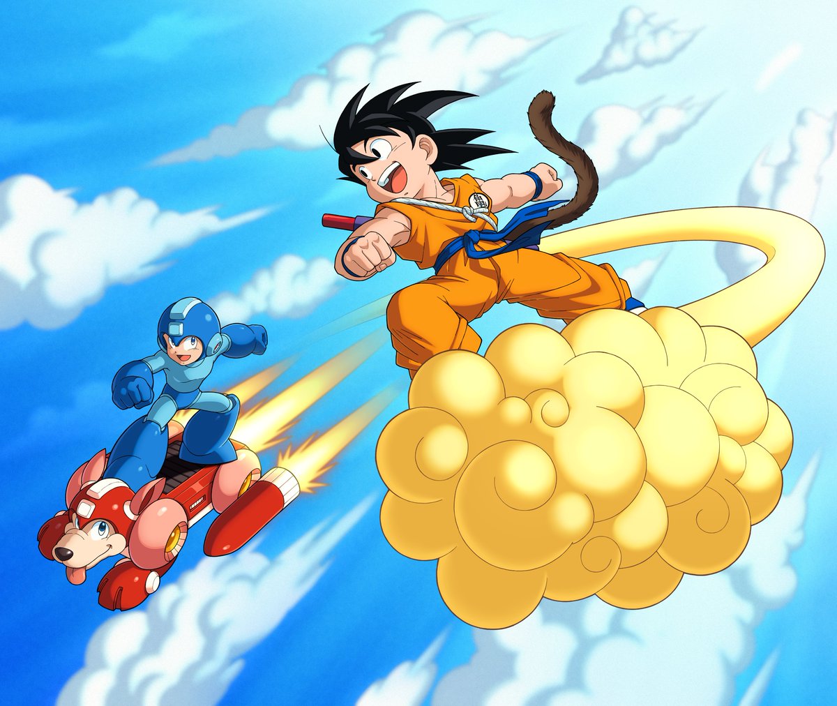 🤖Blue Hero meets Monkey Boy 🥕(Crossover) 

Fanart for a Goku day!

#悟空の日 #DragonBall #GokuDay  #MegaMan #ロックマン
