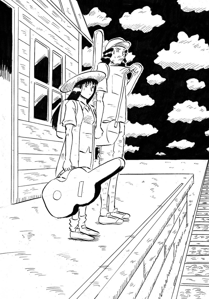 #背景が青い空と白い雲貼ってね見た人もやってねお願い。
僕にとっては、一番青空を表現出来ていると思う色はカラー作品の「青」じゃないんです。モノクロ作品の「黒」なんです。 