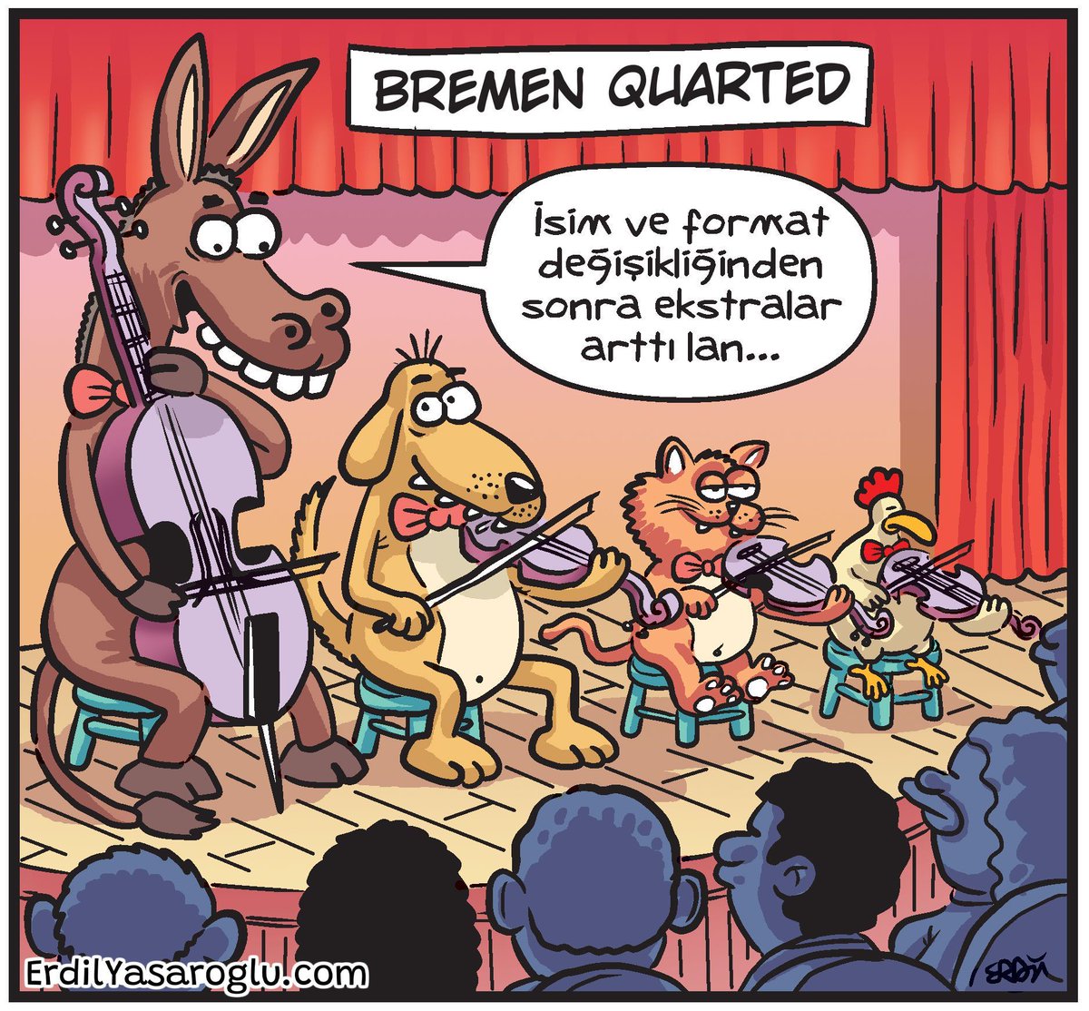 erdilyasaroglu's tweet photo. Bremen Quarted 🙃
.
#masal #bremenmızıkacıları #klasikmüzik #konser #karikatür https://t.co/v3YuFORNAm