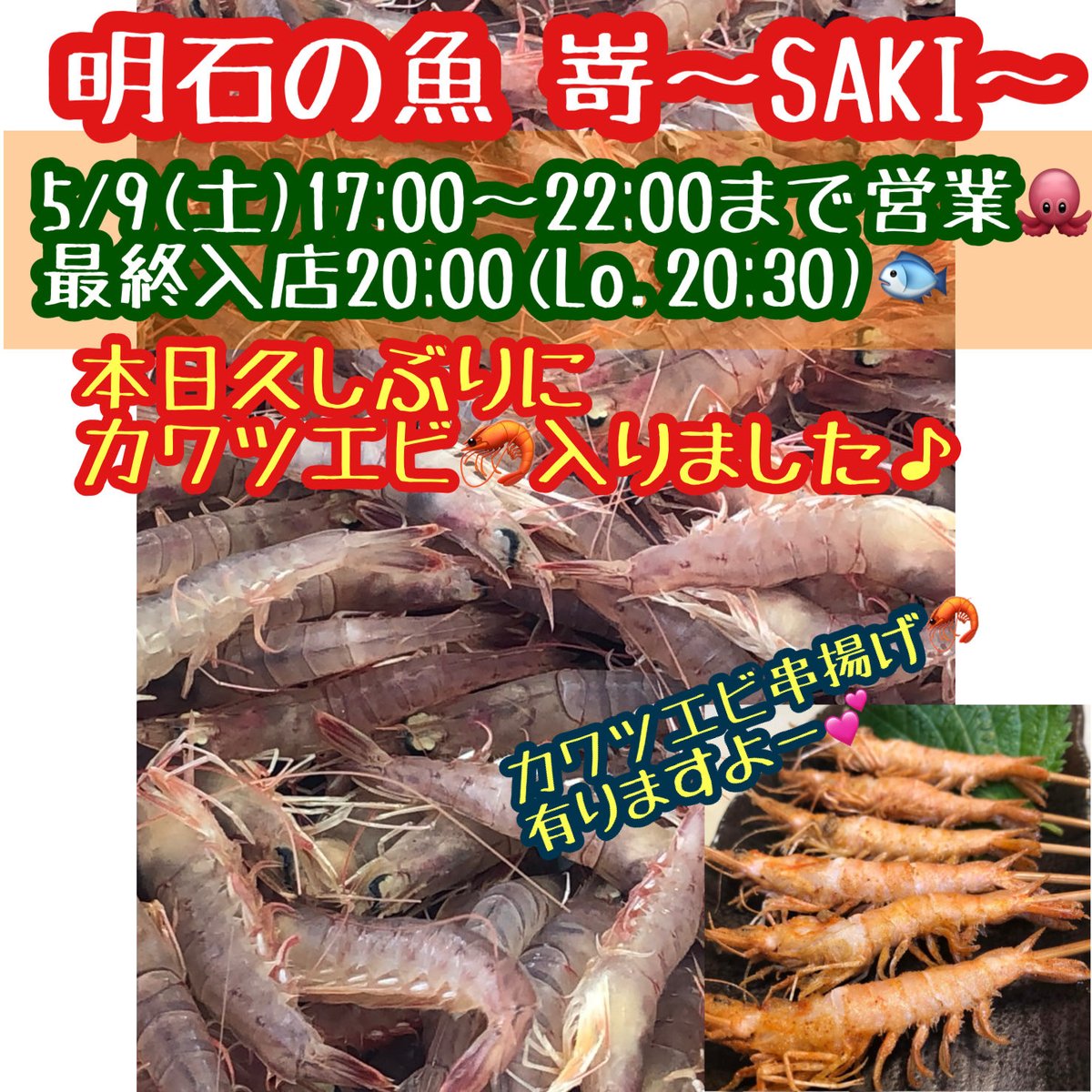 今日はなんと！ずーっと無かったカワツエビが入って来ました?数量限定 